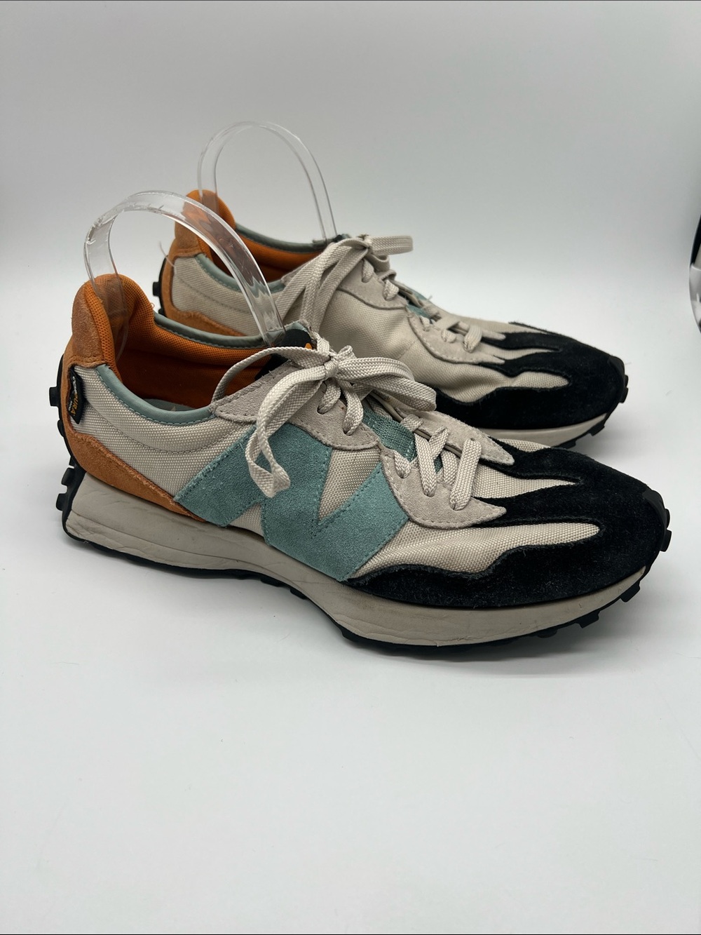 New Balance 327 Mens 10 D Trail Running Shoes Cordura Moonbeam Madras Orange